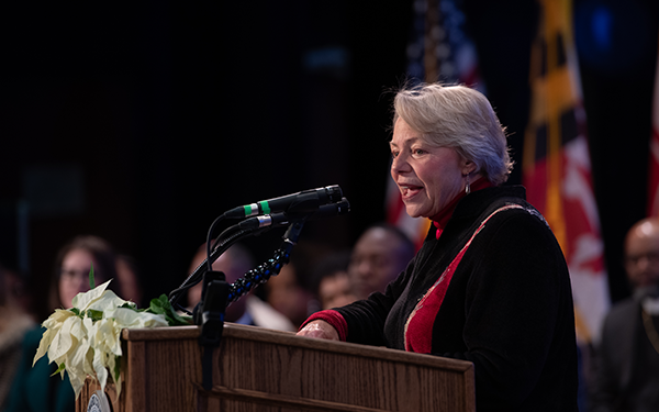 Councilwoman Deb Jung speaking at an Installation Ceremony